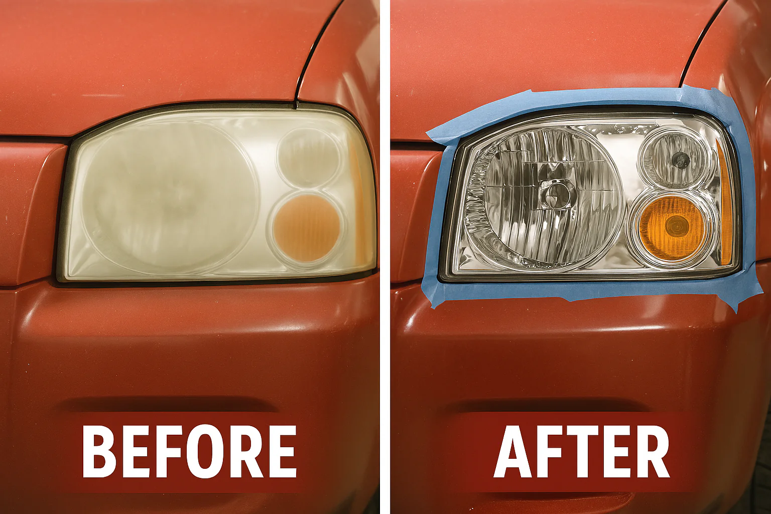 Headlight restoration before and after